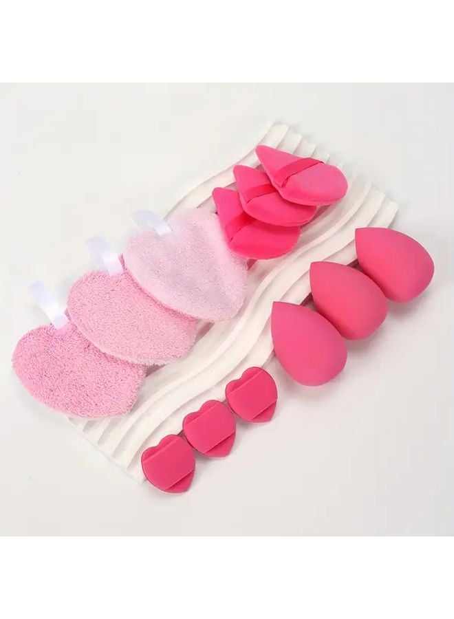 12Pcs Matcha Green Heart Shaped Reusable Double Sided Makeup Sponges For Face Washing And Makeup Removal - Image 5